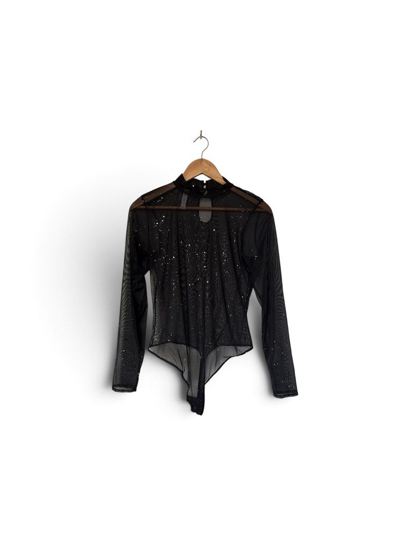 AUDEN Intimates Sheer Mesh Sparkling Bodysuit (Category: Others Tops) located in Quezon City. Submitted by chrizcboutique (Listing ID 1469405462, Image 2). Description: AUDEN Sheer Mesh Sequin Black bodysuit extra large in tag can fit medium to large frame stretchy material please note that the first photo is similar but not actual jMeasurements laid in flat shoulder to shoulder approx 15 inches armpit to armpit approx 18 inches …stretchy waist a