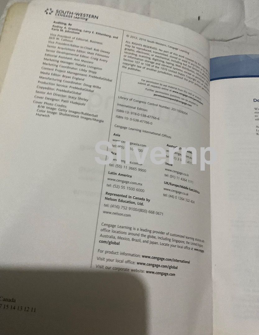 Auditing International Edition 8th Edition Gramling Rittenberg Johnstone (Category: Textbooks) located in Antipolo. Submitted by silvernp (Listing ID 1469557924, Image 2). Description: - Title: Auditing (8th International Edition) - Authors: Gramling, Rittenberg, and Johnstone - Publisher: South-Western Cengage Learning - ISBN-13: 978-0-538-47766-0 - Format: Softcover - Condition: Clean pages inside - Ideal for: Accounting and finance students.