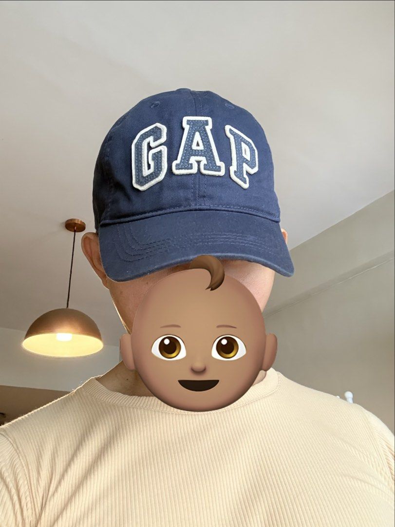 Authentic Gap Logo Baseball Cap (Category: Caps & Hats) located in Mandaluyong City. Submitted by material_boi (Listing ID 1469412454, Image 2). Description: Iconic design. Store bought at GAP store in Shangri-La for ₱1,500 i think. Washed navy blue color. Velcro closure. Maganda. Very classic. No worry about being deformed kasi di siya structured. This is actually for kids pero this is XL size so kasya to sa adults, in fact malalim siya. Issue: 