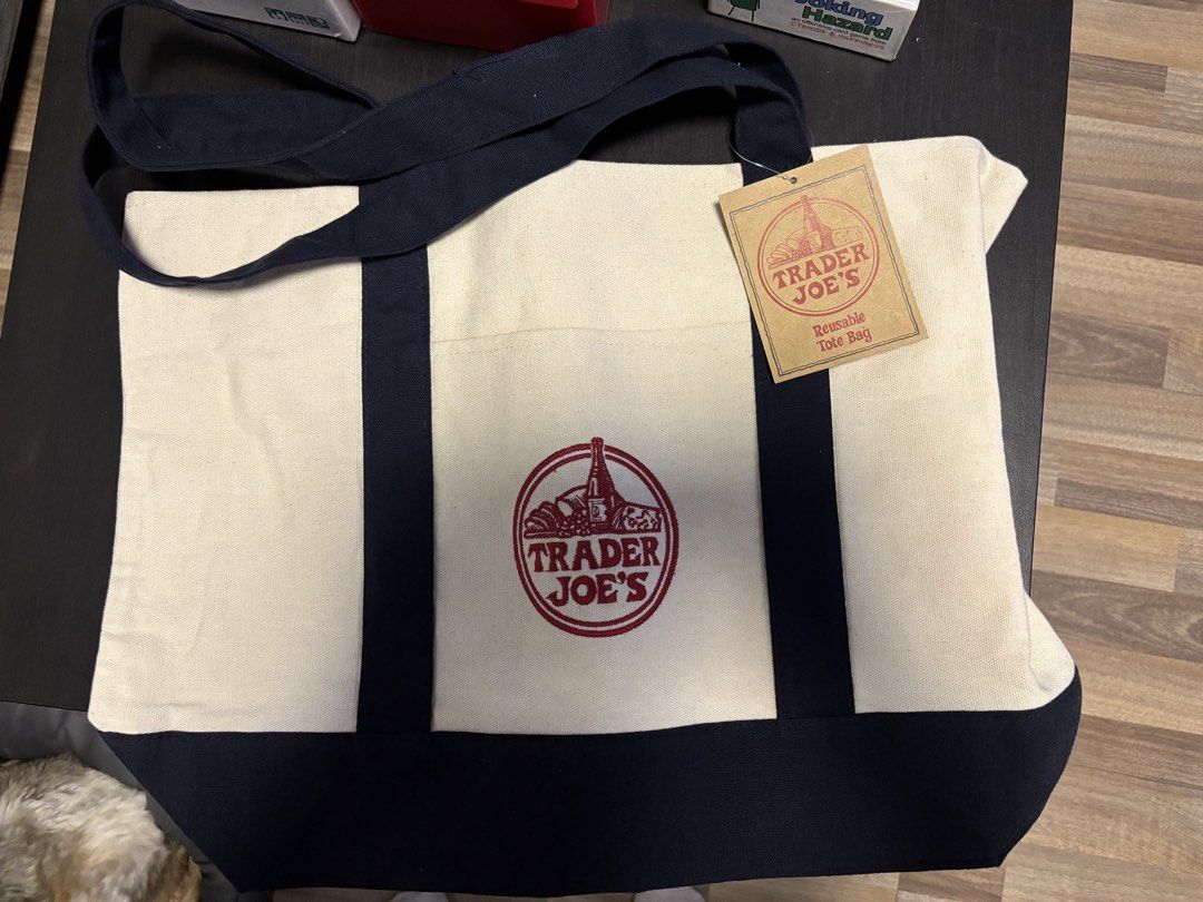 Authentic Trader Joe's Reusable Canvas Tote Bag Navy Blue (Category: Tote Bags) located in Manila. Submitted by mganovelo64040 (Listing ID 1469489016, Image 1). Description: Brand new & authentic Trader Joe's canvas tote bag (navy blue) 9 pcs available.