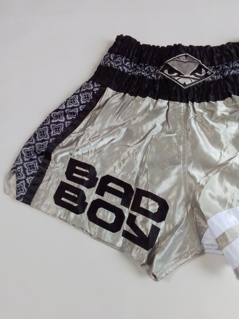 Bad Boy Muay Thai Shorts Silver Black (Category: Shorts) located in Malilipot. Submitted by santosbolofer (Listing ID 1469451107, Image 3). Description: Bad Boy Muay Thai Shorts Silver Black Waistline 28 to 30 Length 14.5 Good as new . 450 plus sf Loc. Bicol.