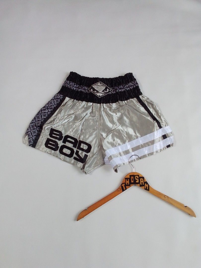 Bad Boy Muay Thai Shorts Silver Black (Category: Shorts) located in Malilipot. Submitted by santosbolofer (Listing ID 1469451107, Image 1). Description: Bad Boy Muay Thai Shorts Silver Black Waistline 28 to 30 Length 14.5 Good as new . 450 plus sf Loc. Bicol.