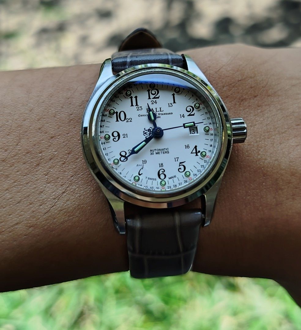 Ball Trainmaster 60seconds (Category: Luxury Watches) located in General Santos City (Dadiangas). Submitted by pureturtle_033 (Listing ID 1469426089, Image 1). Description: Ball Trainmaster 60 Nl1038d Cal. 2671 28,800 vph 25 Jewels Equipped with built-in anti-shock protection systems Classic blued steel hands 316L 28-29mm Case w/o Crown Screw Down Signed Crown Scratch-resistant, anti-reflective domed sapphire crystal Transparent exhibition sapphi