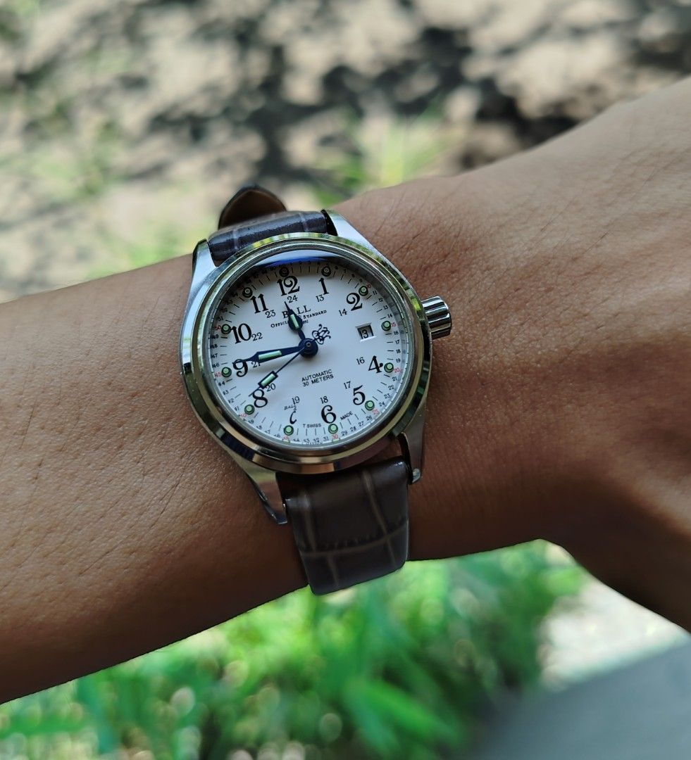 Ball Trainmaster 60seconds (Category: Luxury Watches) located in General Santos City (Dadiangas). Submitted by pureturtle_033 (Listing ID 1469426089, Image 2). Description: Ball Trainmaster 60 Nl1038d Cal. 2671 28,800 vph 25 Jewels Equipped with built-in anti-shock protection systems Classic blued steel hands 316L 28-29mm Case w/o Crown Screw Down Signed Crown Scratch-resistant, anti-reflective domed sapphire crystal Transparent exhibition sapphi