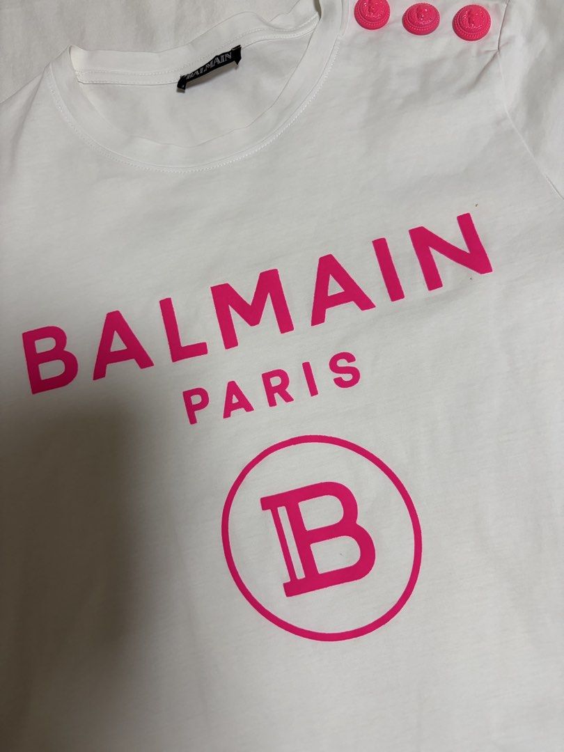 Balmain Logo Shirt (Category: Luxury Apparel) located in Pasig City. Submitted by chamoisee (Listing ID 1469521436, Image 2). Description: Balmain Logo Shirt small on tag 18”x25”.