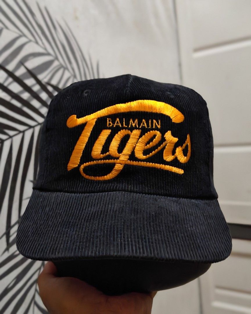 Balmain Tigers Black Corduroy Snapback Cap (Category: Caps & Hats) located in Tagum. Submitted by Villanuevarex2795 (Listing ID 1469517056, Image 1). Description: FS! 📍 Vintage Balmain Tigers Single Line Script Curdoroy Hat Snapback Excellent and No issues! 2300 + SF lang may Solid na Pang PSG kana 🧢 DM lang sa may Gusto.