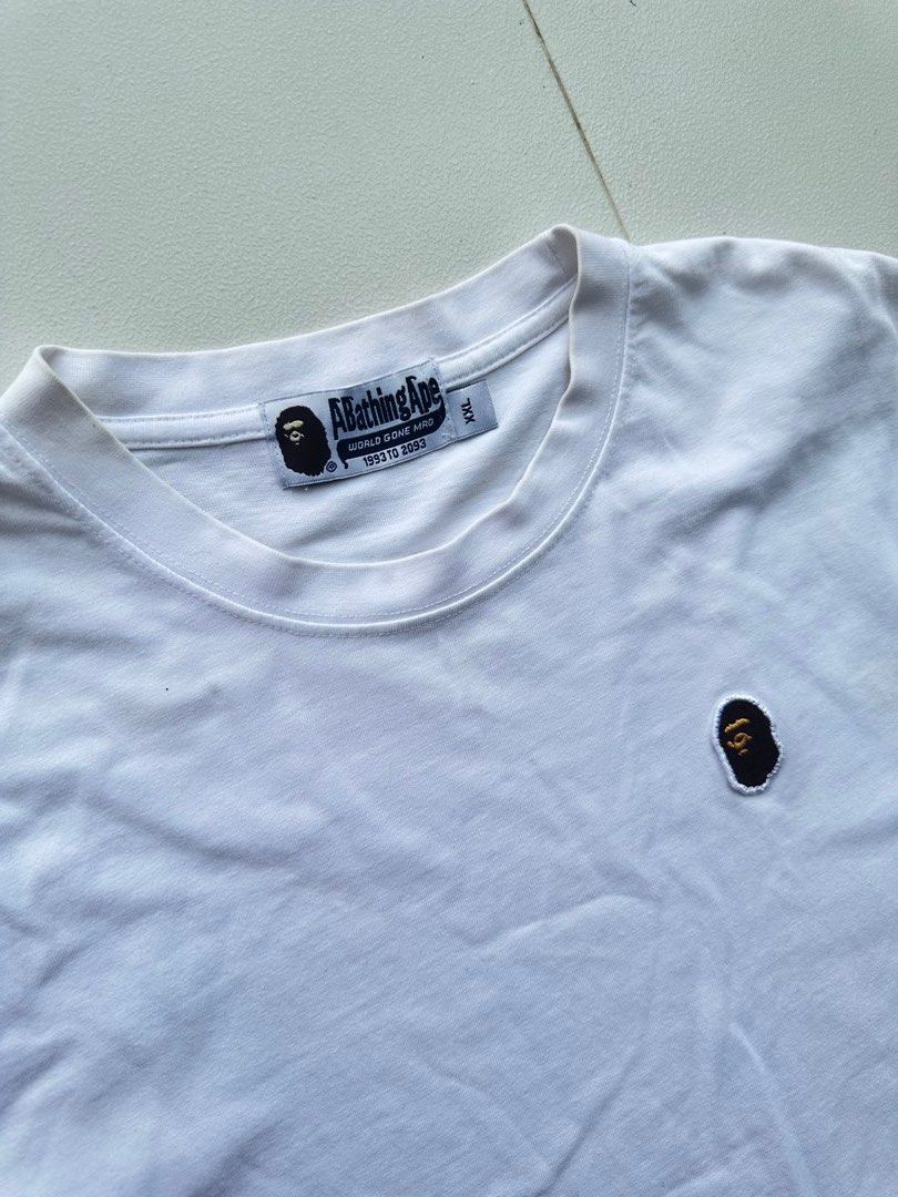 BAPE Ape Head One Point T-Shirt White (Category: Tshirts & Polo Shirts ) located in Angeles City. Submitted by royal_vintage_thriftshop (Listing ID 1469459493, Image 3). Description: Very good condition Chest 22, Length 26.
