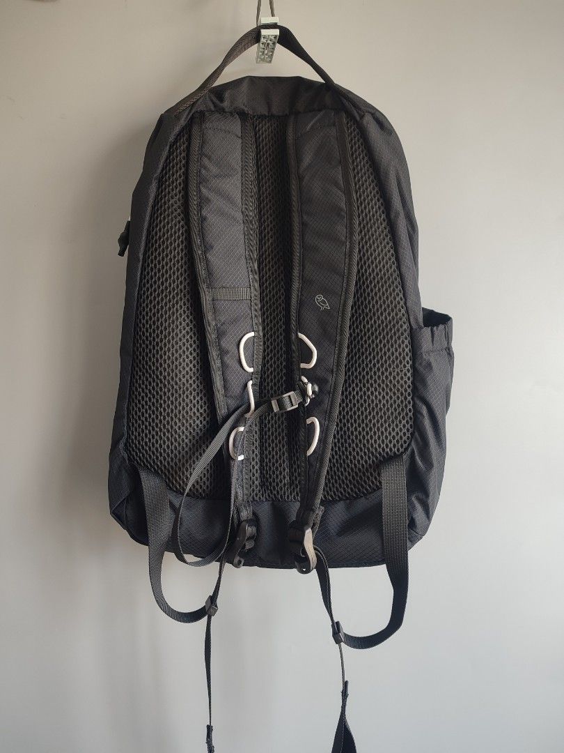 Bellroy Black Backpack (Category: Backpacks) located in Lipa City. Submitted by gudoys_outdoor16 (Listing ID 1469441958, Image 3). Description: - Brand: Bellroy - Material: Durable black ripstop fabric - Interior: Wide-opening main compartment with bright yellow lining - Pockets: Exterior zippered front pocket and stretchy side bottle pockets - Comfort: Padded mesh shoulder straps with adjustable sternum strap - Design: Lightweight and packable—i