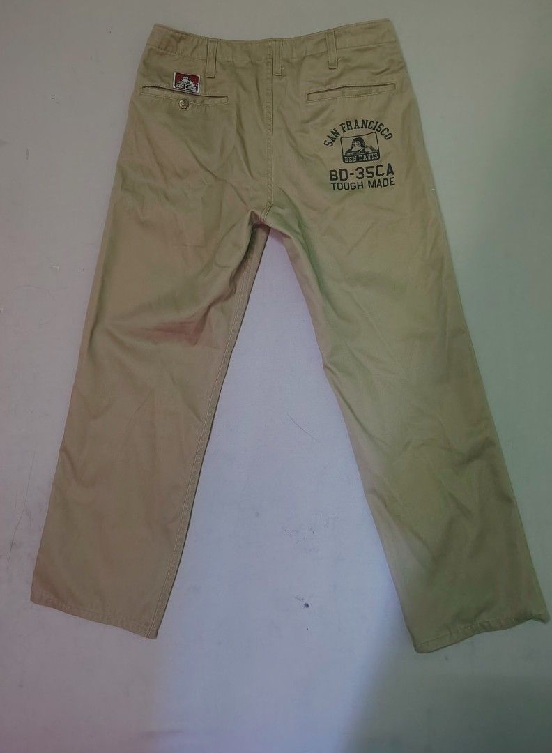 Ben Davis San Francisco Khaki Work Pants BD-35CA (Category: Chinos) located in Manila. Submitted by carlitorep57860 (Listing ID 1469447071, Image 3). Description: - Authentic Ben Davis khaki work pants from San Francisco - Tough cotton twill fabric with a relaxed carpenter style fit - Classic gorilla logo patch on the back pocket - Bold graphic lettering on the right leg - Versatile earth tone color that pairs with anything - Worn a few times, ex