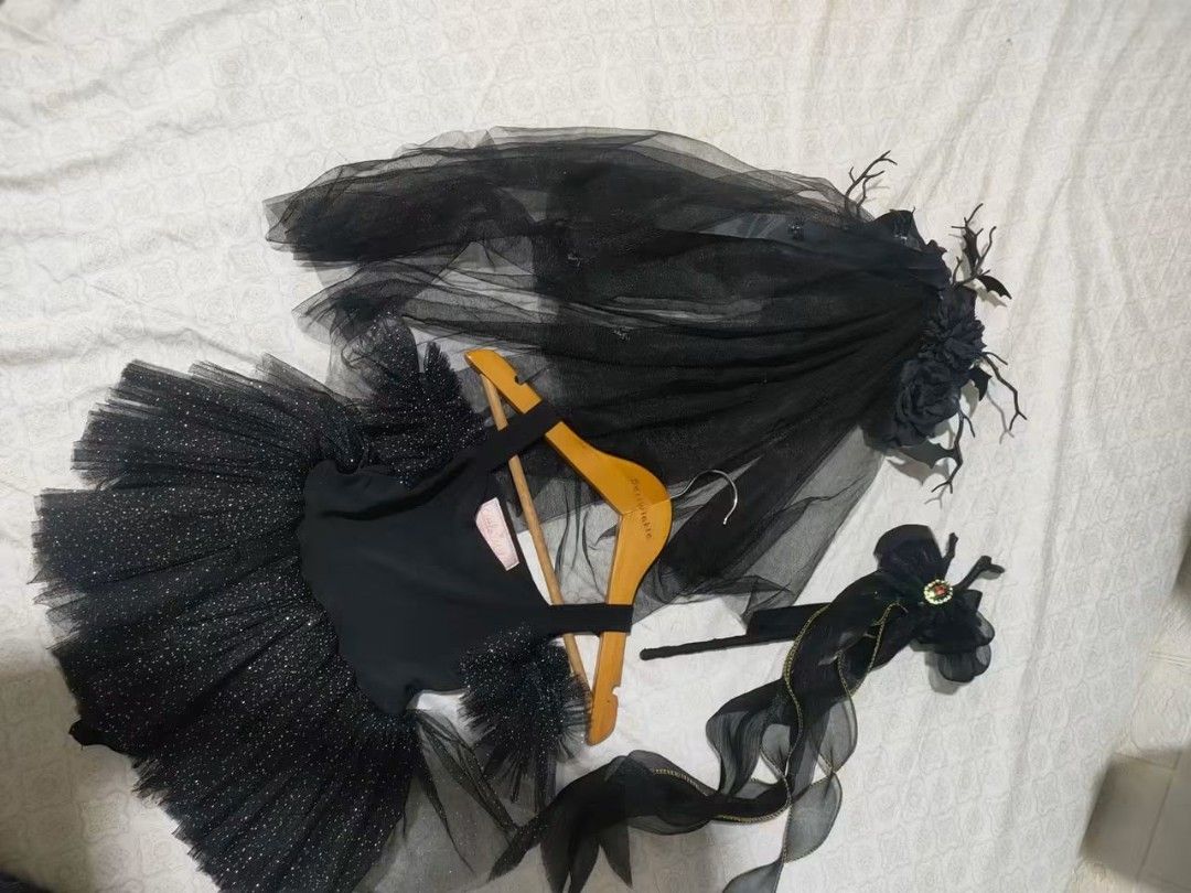 Black bride for holloween (Category: Babies & Kids Fashion) located in Muntinlupa City. Submitted by archer_closet (Listing ID 1469483695, Image 1). Description: little millie tutu dress S1-2 with head dress from peanut berry and black wand.