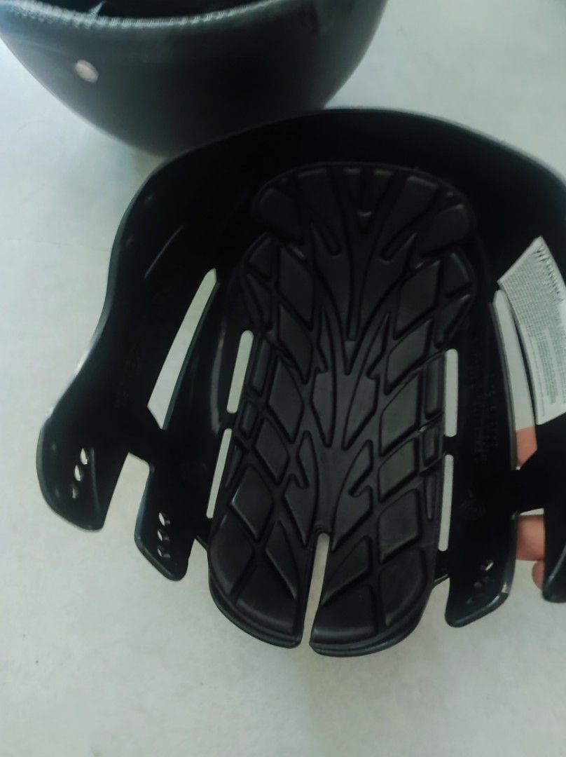 Black Protective Helmet Liner with Tread Pattern Padding (Category: Caps & Hats) located in Pasay City. Submitted by wizemindz138970 (Listing ID 1469426185, Image 1). Description: - Hard plastic outer shell for reliable protection - Molded interior padding with textured tread for grip and comfort - Adjustable side straps for a secure fit - Built-in ventilation slots to keep you cool - Glossy finish with a clean surface fits inside any baseball ca