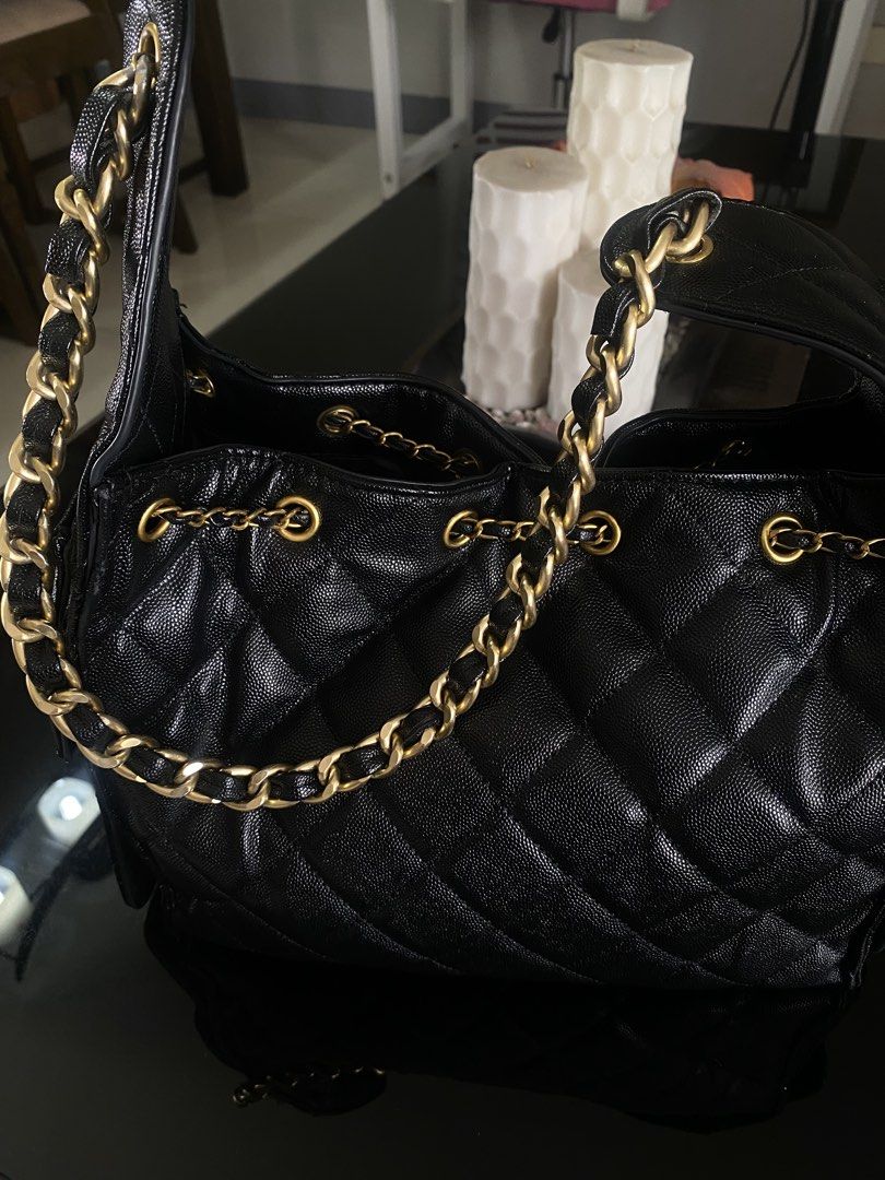 Black Quilted Leather Shoulder Bag with Gold Hardware (Category: Shoulder Bags) located in Manila. Submitted by pattydeclutters (Listing ID 1469407918, Image 3). Description: Material: Durable leather with classic diamond quilting Color: Black with luxury gold-tone hardware Condition: Pristine, clean stitching throughout RFS: too many bags.
