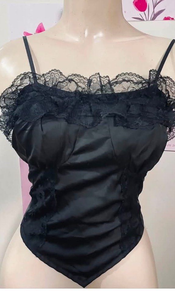 Black satin bustier corset top (Category: Others Tops) located in Cavite. Submitted by wishie_collects (Listing ID 1469450207, Image 2). Description: Small to Semi Med top only.