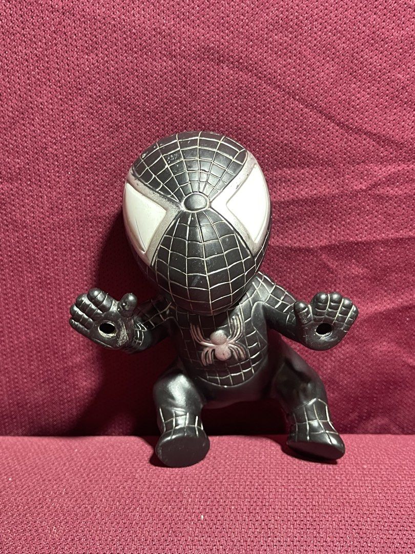 Black Spider-Man Chibi Vinyl Figure Toy (Category: Figurines & Statues) located in Manila. Submitted by dstrangerthings (Listing ID 1469543197, Image 1). Description: missing suction cups to stick.