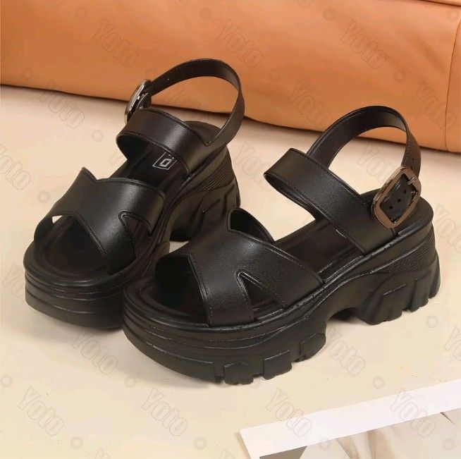 Black Thick 2inch Sole Sandals (Category: Sandals) located in Cebu City. Submitted by thamontes (Listing ID 1469536538, Image 1). Description: never been used impulsive purchase.