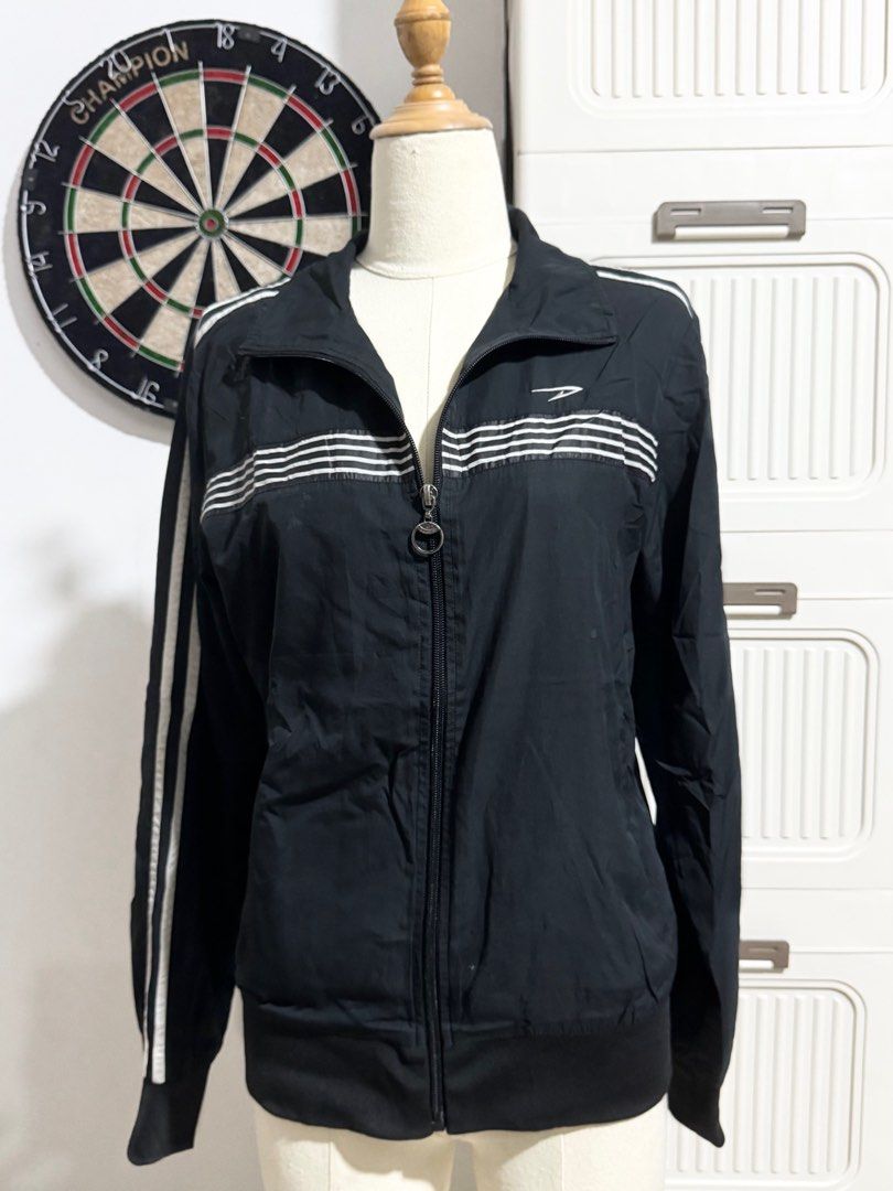 Black Track Jacket (Category: Coats, Jackets and Outerwear) located in Manila. Submitted by thechobecloset (Listing ID 1469527199, Image 1). Description: FIX PRICE Size: S-M Pre-Loved .