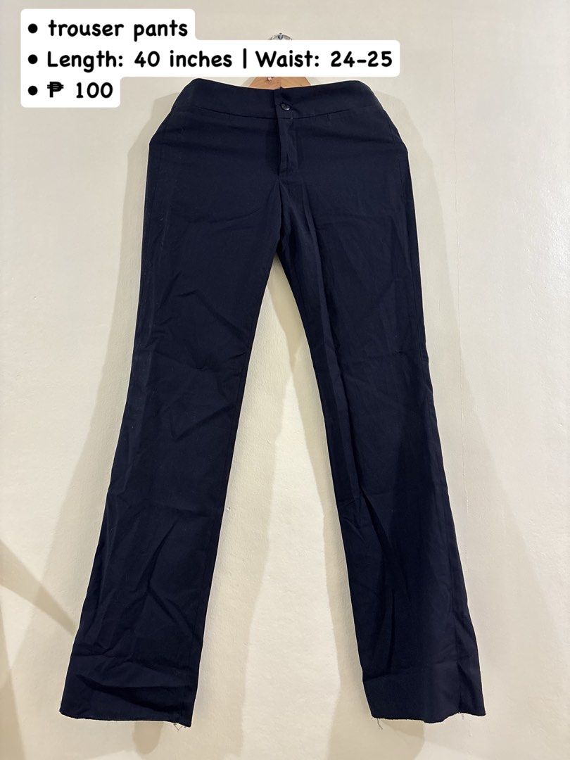 Black Trouser Pants (Category: Other Bottoms) located in Leyte. Submitted by resyeljam (Listing ID 1469564001, Image 1). Description: - Waist: 24 to 25 inches - Length: 40 inches - Closure: Standard button and zip fly ₱100 only! 📍 Ormoc City, Leyte 📦 J&T.