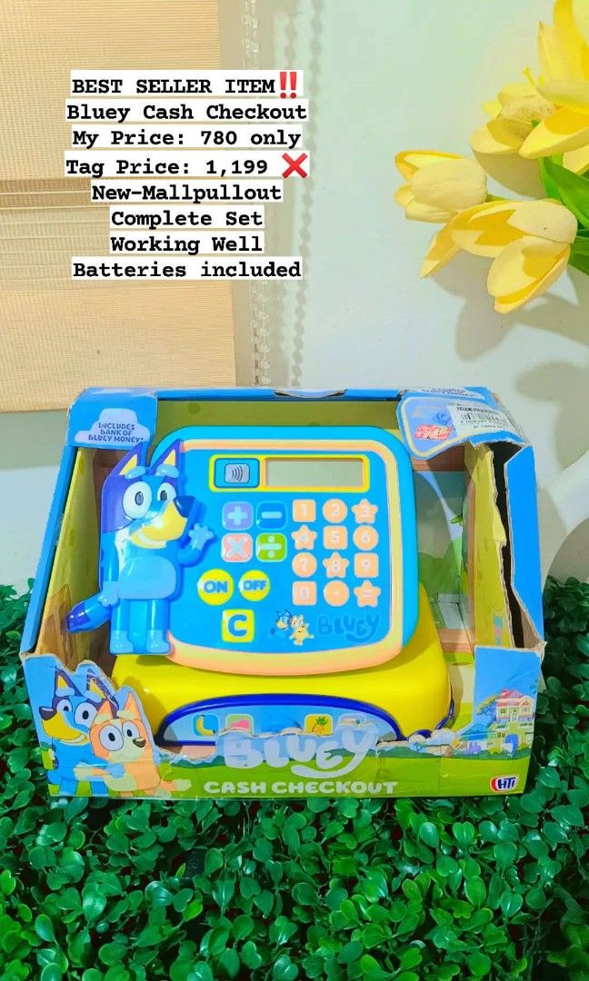 Bluey Cash Register (Category: Interactive Toys) located in Quezon City. Submitted by mhoniqvela04 (Listing ID 1469544488, Image 1). Description: Orig New-Mallpullout Complete set Working Well Batteries included Actual pic posted pm for vid.
