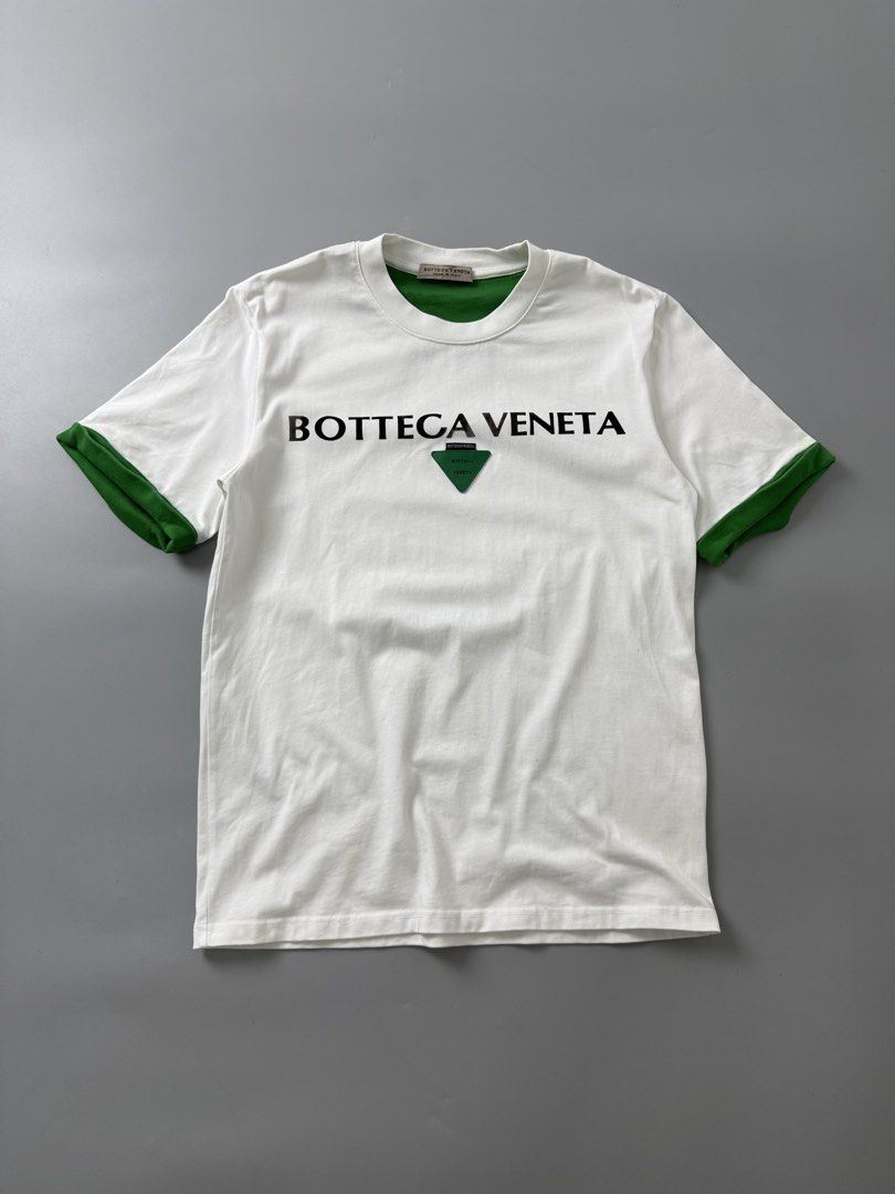 Bottega veneta (Category: Tshirts & Polo Shirts ) located in Pila. Submitted by villanueva80826 (Listing ID 1469528686, Image 1). Description: Bottega veneta Size:medium •Width:19 •Length:27 •Condition:9/10 •Color rate:9/10 Mine:480 +Shipping fee Issue:color transper on sleeve not noticeable Still in good condition Still wearable .