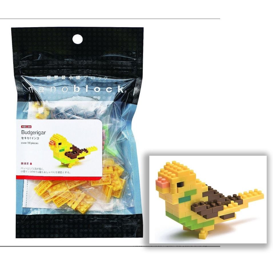 [Brand New, Unopened] Nanoblock Collection Budgerigar (Category: Figurines & Statues) located in Valenzuela. Submitted by cletini (Listing ID 1469529795, Image 1). Description: Number of Pieces 80 Item dimensions 18 x 10 x 2 cm Item location: Valenzuela 60802 NJ MRBJ.