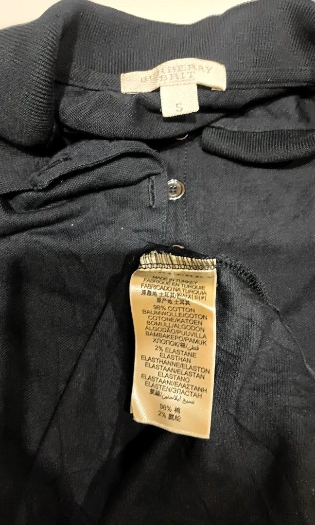 Buberry polo shirt (Category: Shirts) located in Bacolod City. Submitted by cadizthrifter (Listing ID 1469548671, Image 2). Description: burberry polo shirt black na black small size.