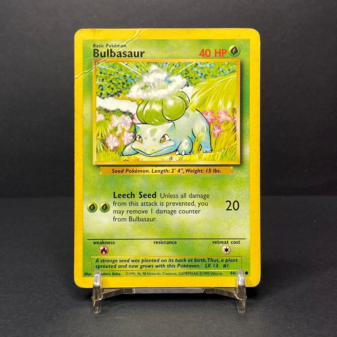 Bulbasaur Pokemon Card 44/102 Common (Category: Raw Singles) located in Pasig City. Submitted by precycled_ (Listing ID 1469525657, Image 1). Description: Condition : HP-DMG | Creased . . . ‼️BUY AT YOUR OWN RISK ❗Payment First Basis 📌Be 100% SURE before submitting the form 📌1 DAY Reservation ONLY! ❌No Pick-up / No Meet up ❌No RETURN / EXCHANGE ❌No RUSH ❌No CANCELLATIONS ❌Don't BUY our products if you are flaw conscious ⚠️Seller is NOT liable f