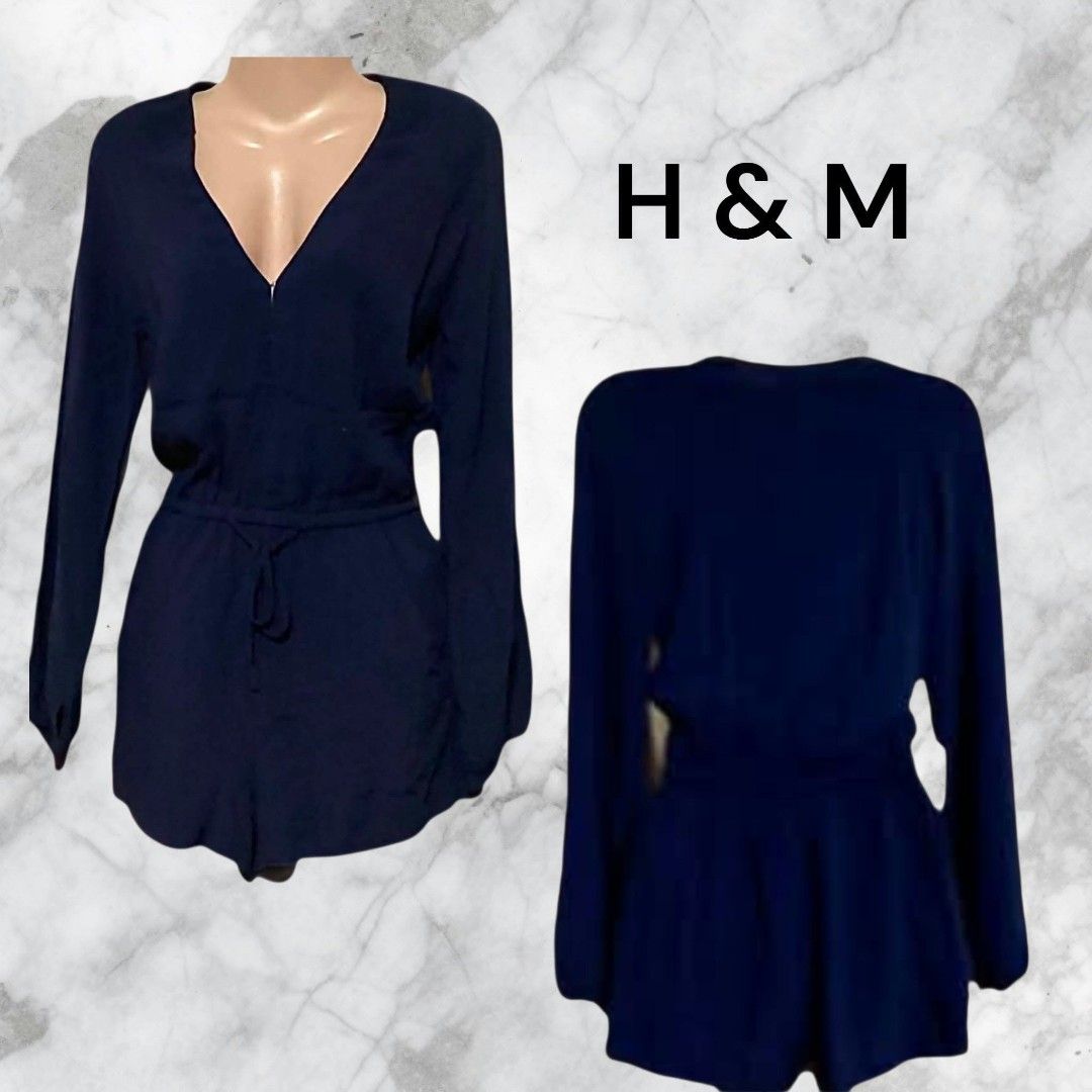 Rompers Playsuits H&M River Island Olivaceous (Category: Rompers) located in Paranaque City. Submitted by calm_youngstore7 (Listing ID 1469443648, Image 3). Description: -SALE ON ROMPERS AND PLAYSUITS! 70% OFF RETAIL! ₱899 EACH stylish long-sleeve rompers - Brands included: H&M, River Island, and Olivaceous - Pieces: Solid dark navy blue tie-waist, bold black & white abstract print, and grey paisley pattern - Variety of necklines from scoop to V-