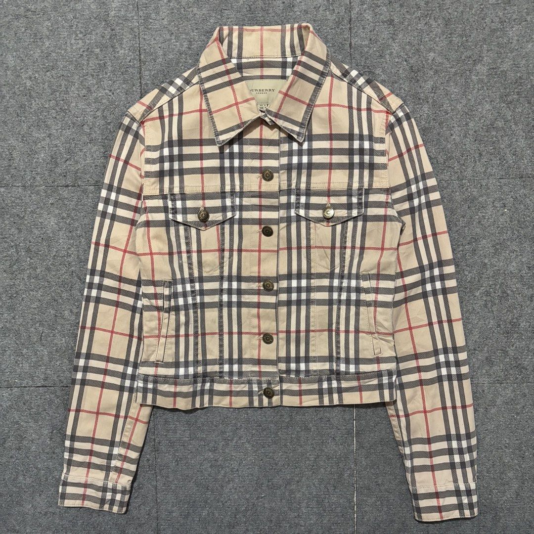 Burberry London Nova Check Cropped Trucker Jacket (Category: Luxury Apparel) located in Cavite. Submitted by gemsouttanowhere (Listing ID 1469452199, Image 1). Description: Authentic 16x20 No issue.