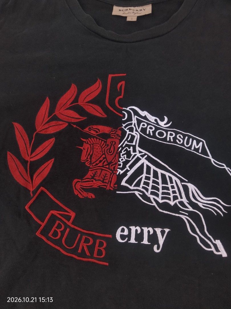 Burberry Shirt Embroid Logo (Category: Tshirts & Polo Shirts ) located in Caloocan City. Submitted by haruconcep52476 (Listing ID 1469458319, Image 2). Description: Dimensions W21×L28 Good condition Color rate 9.5 No issue Already wash.