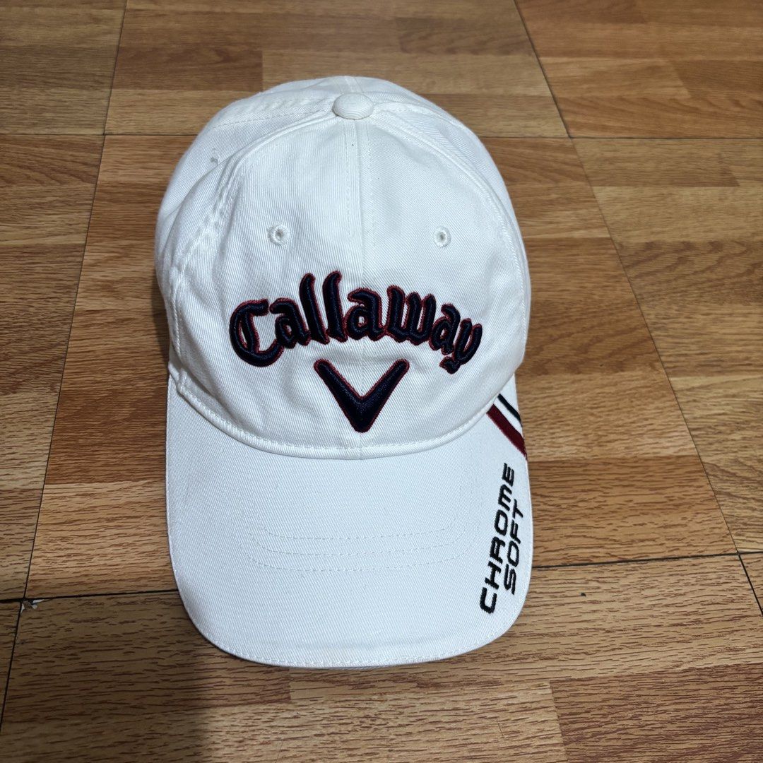 Callaway Chrome Soft Golf Cap White (Category: Caps & Hats) located in Manila. Submitted by jemiruxd (Listing ID 1469509897, Image 1). Description: - Authentic white Callaway golf cap in clean, ready-to-wear condition - Features embroidered Callaway branding on the front and 'Chrome Soft' on the brim - Accented with an 'XR' logo on one side and 'GBB Epic' on the other - Odyssey logo beautifully embroidered above the back strap - Adjustable metal 