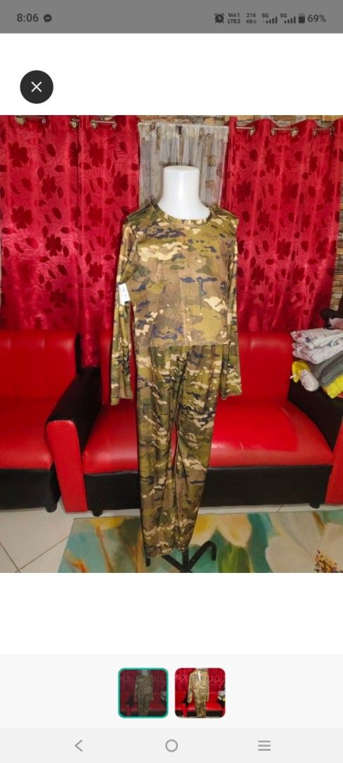 Camouflage Print Long Sleeve Jumpsuit (Category: Babies & Kids Fashion) located in Manila. Submitted by duffy-080 (Listing ID 1469394220, Image 1). Description: - Style: Camouflage print long-sleeve jumpsuit with matching top and pants - Pattern: Green and brown army print - Fit & Comfort: Full-length style made from stretchy, easy-to-pull-on fabric - Details: Chic cutout detail at the back neck - Versatility: Great costume option or statement lo