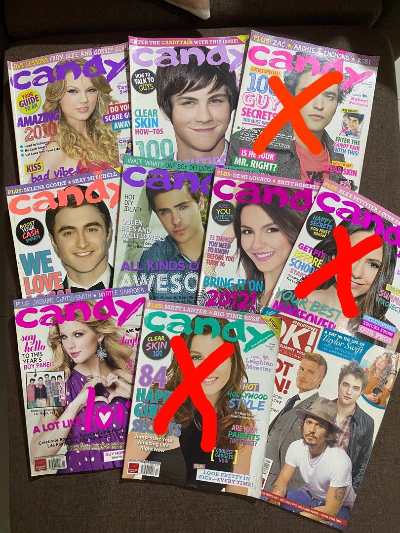Candy Magazines 2000’s International Celebrities Issue (Category: Magazines) located in Quezon City. Submitted by kheiO1130 (Listing ID 1459029917, Image 1). Description: - Features Taylor Swift, Robert Pattinson, Miley Cyrus, Zac Efron, Victoria Justice etc. - Prices may vary, message for specific issues - Some magazines may have rips/missing pages .