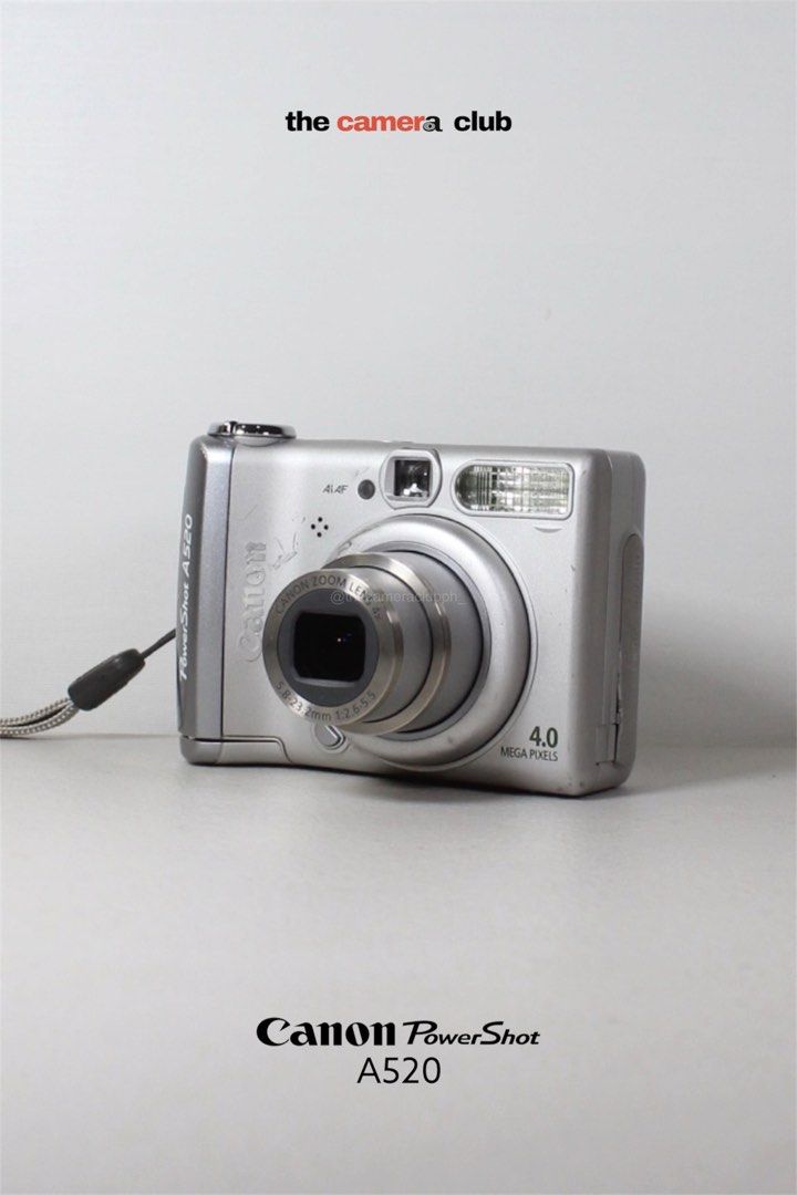 Canon PowerShot A520 4.0 MP Digital Camera (Category: Cameras) located in Tarlac. Submitted by thecouclub (Listing ID 1469495672, Image 1). Description: Canon PowerShot A520 4.0 MP Digital Camera ♡ ̆̈ CCD sensor ♡ ̆̈ built-in flash working ♡ ̆̈ movie mode (VGA) ♡ ̆̈ digital image stabilization ♡ ̆̈ scene modes ♡ ̆̈ red-eye reduction ♡ ̆̈ 4x optical zoom ♡ ̆̈ 4x digital zoom ♡ ̆̈ optical viewfinder ♡ ̆̈ 1.8” LCD display ♡ ̆̈ all buttons working ♡ 