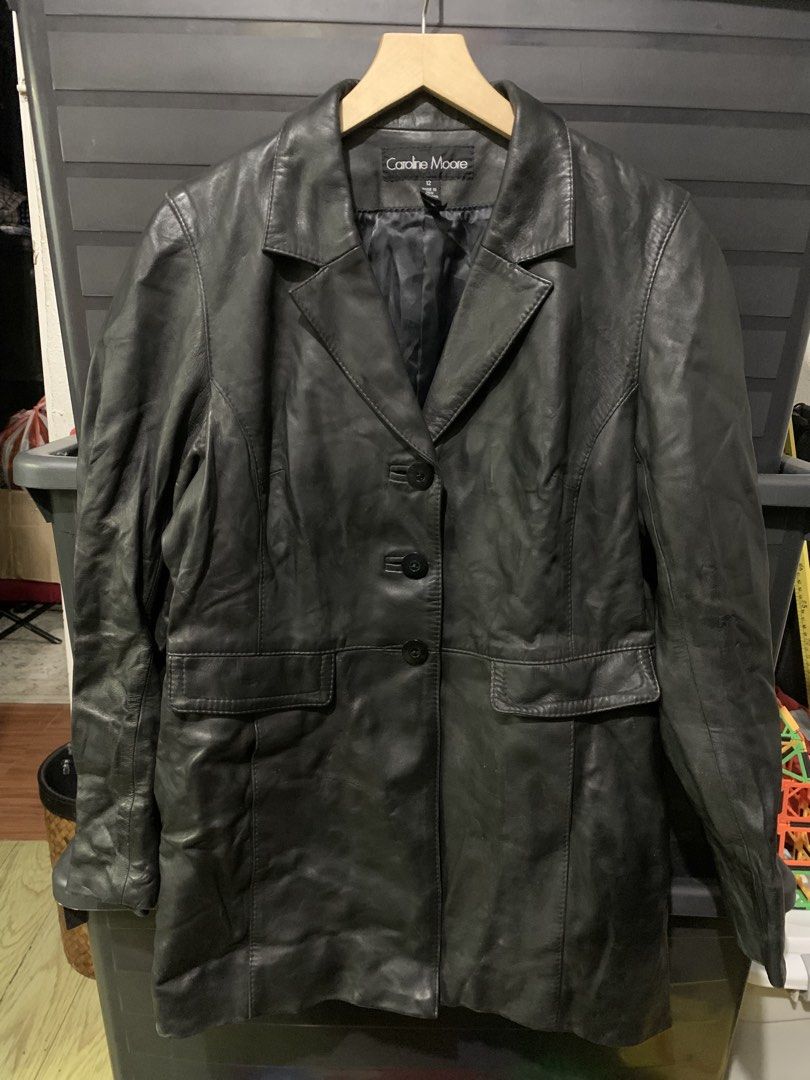 CAROLINE MOORE LEATHER COAT (Category: Coats, Jackets and Outerwear) located in Bulacan. Submitted by ridersthrift_ph (Listing ID 1469510782, Image 1). Description: Authentic Lambskin Leather Genuine Size 12 on tag Medium to Large fittings for Women's Gcash or Bank Payment Bulacan 📍.