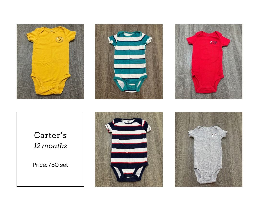 Carter's 5 Pcs Top Sets 12 Months | BML Vault Philippines (Category: Babies & Kids Fashion) located in Cebu City. Submitted by bml_vault (Listing ID 1469442866, Image 1). Description: .