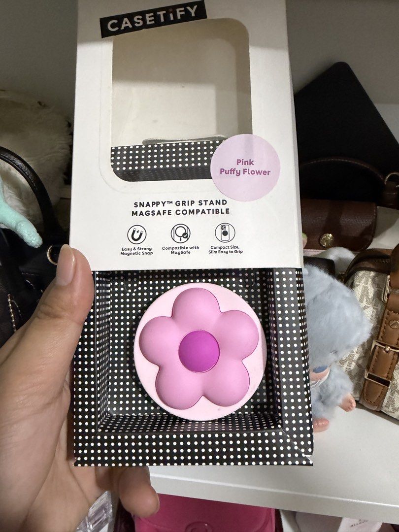 Casetify Snappy Grip Stand & Momax iPhone 17 Pro Case (Category: Cases & Sleeves) located in Quezon City. Submitted by mypersonalprelab (Listing ID 1469410491, Image 1). Description: Casetify Snappy Grip Stand in Pink Puffy Flower design, MagSafe compatible. Momax CaseFORM Lite magnetic transparent case made for iPhone 17 Pro with 0.85mm slim PC material. Both items unopened in original retail packaging. Great combination to protect your phone an