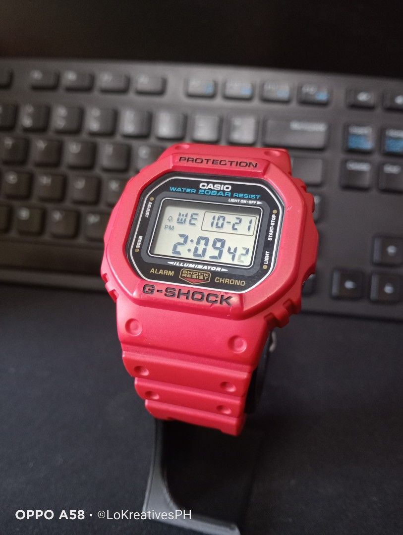 Gshock DWE-5600R LIMITED EDITION (Category: Men's Watches) located in Cavite. Submitted by purpose_served (Listing ID 1469468046, Image 1). Description: Limited Edition G-Shock DWE-5600R Core Specifications LIMITED EDITION: Carbon Core Guard structure with a stainless steel back plate. • Dimensions: 48.9 × 43.8 × 13.7 mm. • Weight: 54 g. • Water Resistance: 20 bar (200 meters), suitable for swimming and high-impact water sports. • Glass Material: