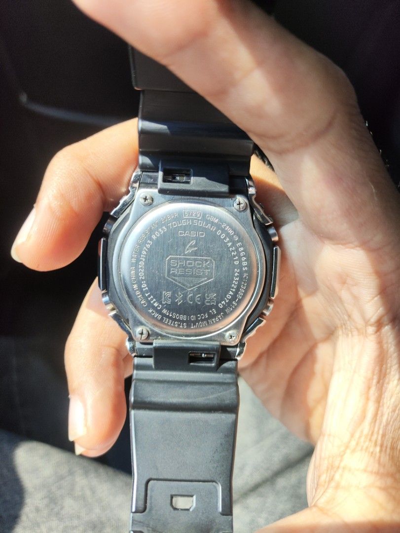 Casio G-Shock GBM-2100 Tough Solar Bluetooth Watch (Category: Men's Watches) located in Cabuyao City. Submitted by cautivar. (Listing ID 1469540491, Image 2). Description: - Model: Casio G-Shock GBM-2100 (Analog-Digital) - Key Features: Tough Solar power & Bluetooth connectivity - Design: Silver stainless steel bezel with black resin strap - Condition: Fully working order with minor hairline scratches on the metal bezel from normal wear - Inclusi