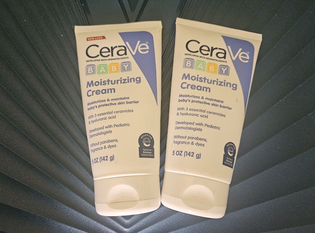 CeraVe Baby Moisturizing Cream 5 oz (Category: Face Care) located in Quezon City. Submitted by jfriaz (Listing ID 1469502812, Image 1). Description: - Product: CeraVe Baby Moisturizing Cream - Quantity: 2 tubes (5 ounces each) - Condition: Brand new, unused, and unopened - Key Ingredients: Ceramides and Hyaluronic Acid - Benefits: Protects baby skin barrier, keeps skin soft and hydrated - Formula: Fragrance-free and paraben-free - Safety: Develop