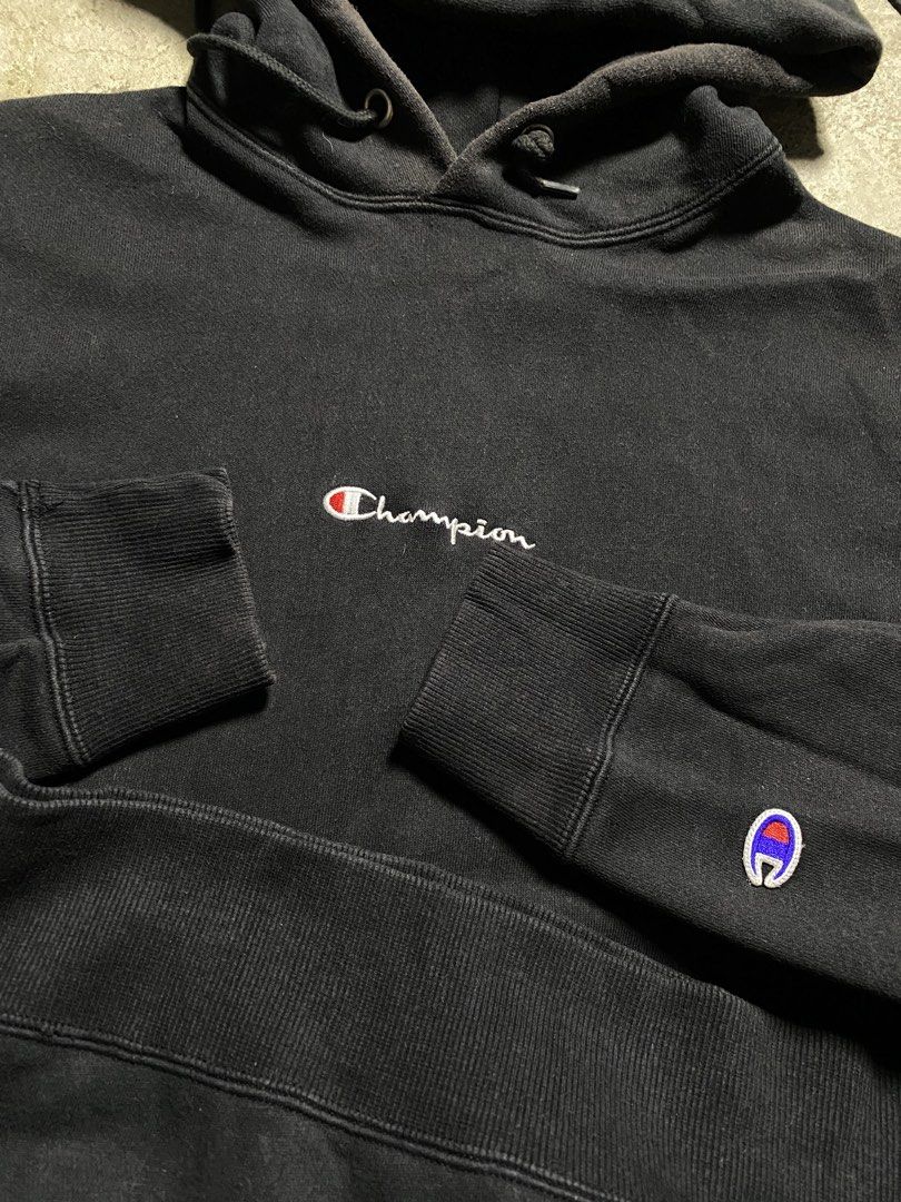 Champion Hoodie (Category: Hoodies) located in Trece Martires City. Submitted by ridgeridethrift (Listing ID 1469531254, Image 2). Description: Width - 20 Length - 27 Sleeve - 25.5 Color rate : 8 to 8.5 /10 Fade neck.