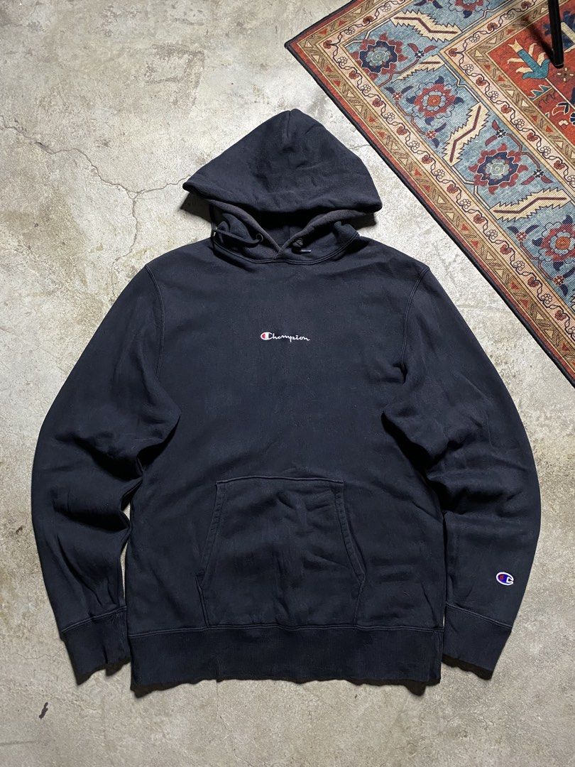 Champion Hoodie (Category: Hoodies) located in Trece Martires City. Submitted by ridgeridethrift (Listing ID 1469531254, Image 1). Description: Width - 20 Length - 27 Sleeve - 25.5 Color rate : 8 to 8.5 /10 Fade neck.