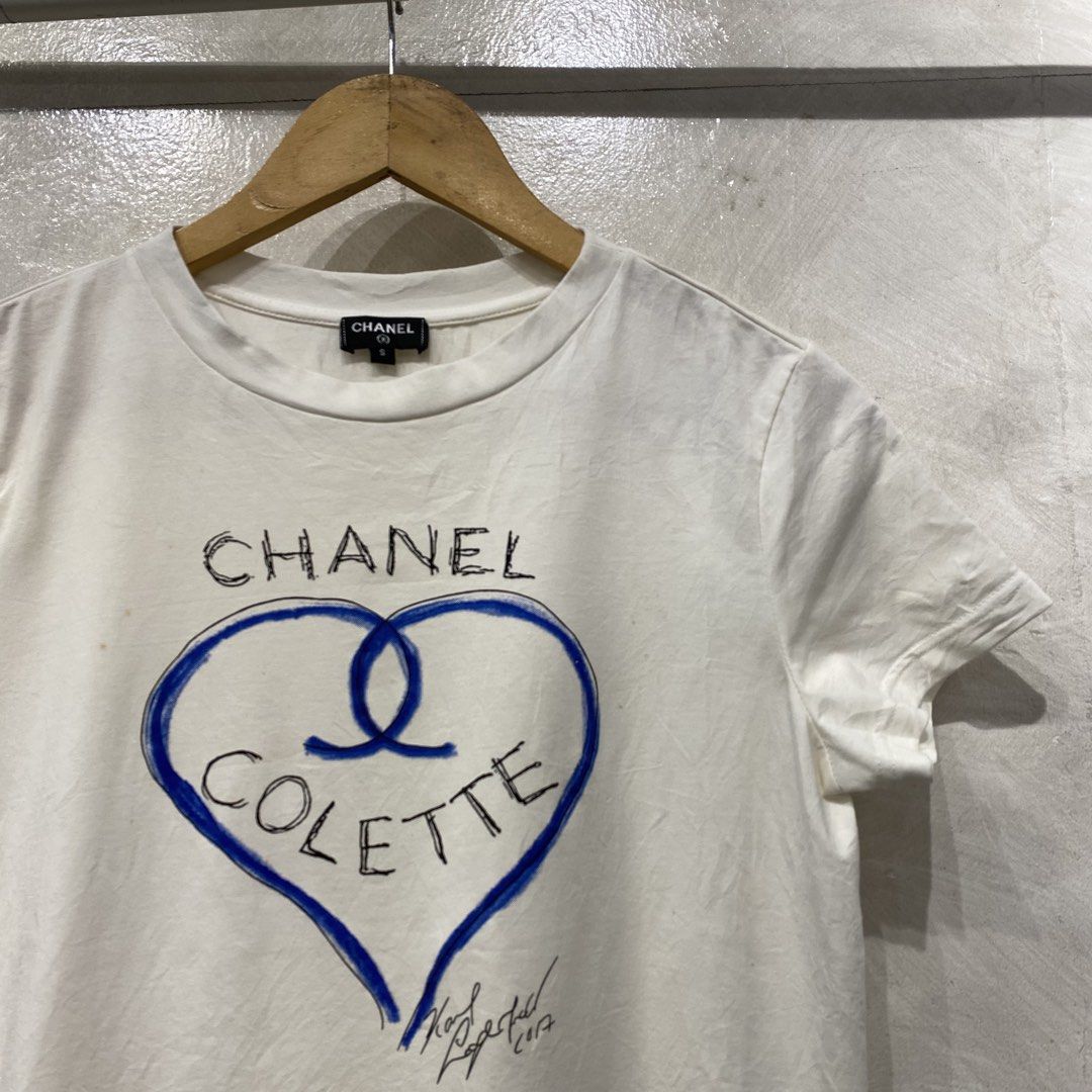 Chanel Colette Shirt (Category: Luxury Apparel) located in Quezon City. Submitted by rebirthalley (Listing ID 1469462551, Image 2). Description: Width-18 Length-22 Sleeve-6 Shoulder-15 Hem-18 Verygood condition Need wash Only.