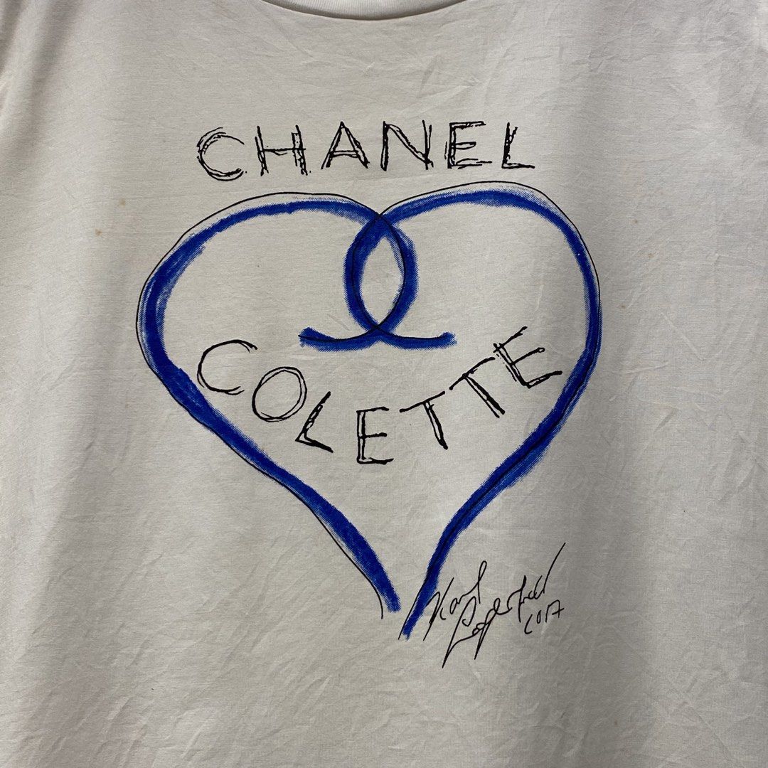 Chanel Colette Shirt (Category: Luxury Apparel) located in Quezon City. Submitted by rebirthalley (Listing ID 1469462551, Image 3). Description: Width-18 Length-22 Sleeve-6 Shoulder-15 Hem-18 Verygood condition Need wash Only.
