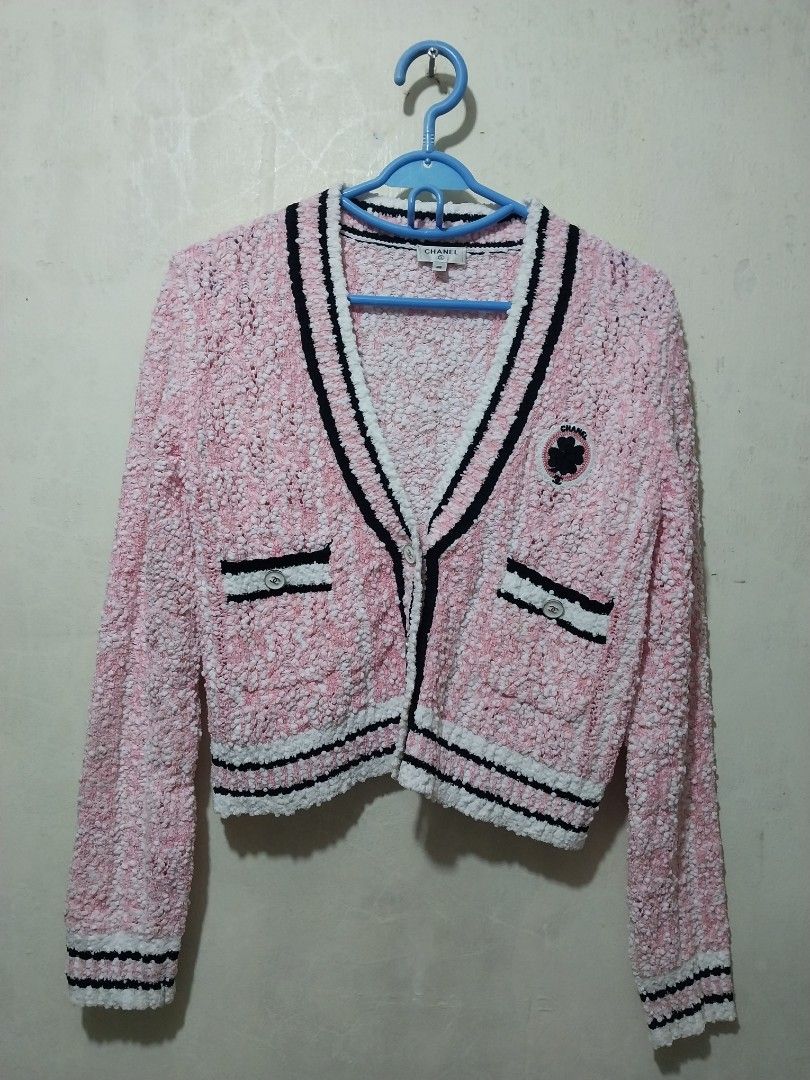 Chanel Pink cotton cashmere Cardigan (Category: Coats, Jackets and Outerwear) located in Manila. Submitted by PrinceDani.Clothing (Listing ID 1469471621, Image 2). Description: chanel pink cotton cashmere cardigan Size 36 on tag 18in width 18in length issue: yellow stain excellent condition .