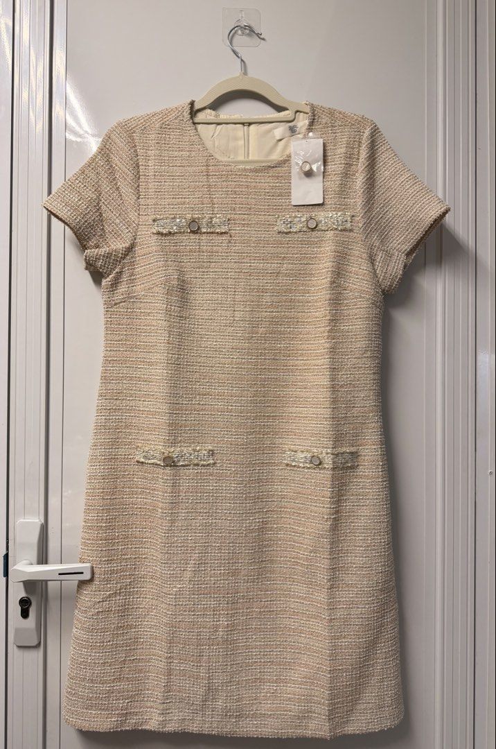 Chanel Style Dress (Category: Dresses) located in Manila. Submitted by signatureessentialsph (Listing ID 1469556307, Image 1). Description: Color: Light Pink Size: Medium & Large Dm if Interested Tiktok Check out Lalamove.