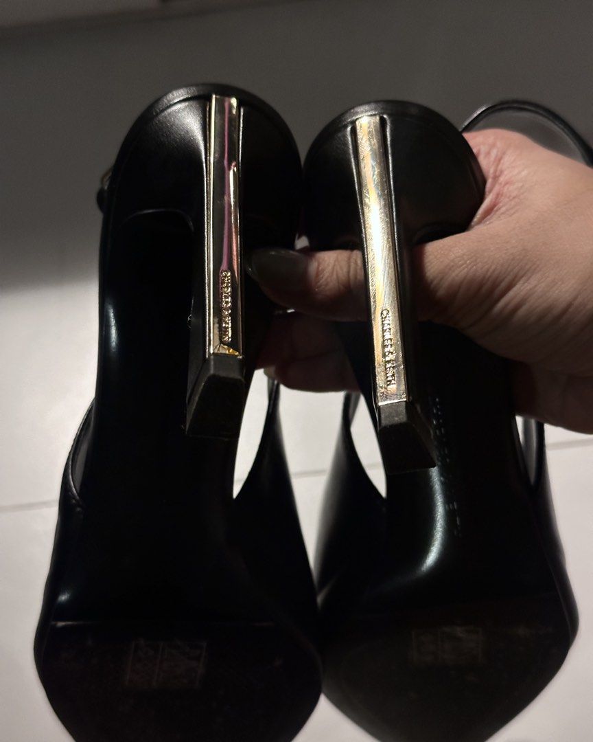 Charles & Keith Kerra Slingback - Size EU 36 (Category: Heels) located in Taguig. Submitted by allithrifts (Listing ID 1469553566, Image 3). Description: - Only over a month old - Used twice for events - No tears - Slight scuff (used the wrong cleaner) - Still as good as new despite minor scuff.