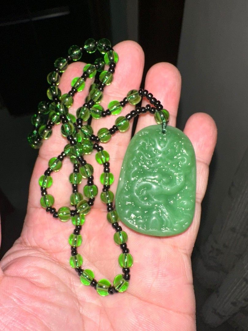 CHINESE DRAGON JADE PENDANT NECKLACE (Category: Necklaces) located in Manila. Submitted by noblecrystal2026 (Listing ID 1469458402, Image 2). Description: Chinese Dragon Jade pendant necklace Brandnew with jewelry box from China Wear for; - Protection and safety - Good health and harmony - Good fortune and prosperity Amulet / Talisman: Many people wear or gift jade dragon pendants to bring career growth, confidence, vitality, and safe travels. DM