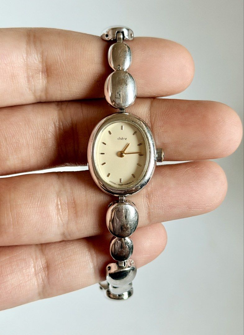 Citizen Chére (Category: Women's Watches) located in Manila. Submitted by vibeandvintage (Listing ID 1469451111, Image 1). Description: ⌚️ Citizen Chére •Ladies •Quartz movement •Off-white dial •Silver-tone case and bracelet •18mm case diameter (excluding crown) •Up to 7.5 inches wrist size •Original watch head and bracelet •With signs of usage •Good working condition •Unit only — no papers •Comes with a presentation box for shipping purposes 💵P