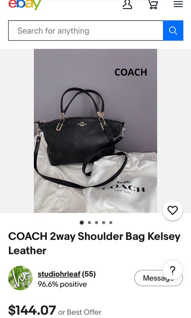 COACH KELSEY 2WAY LEATHER SHOULDER BAG (Category: Cross-body Bags) located in General Mariano Alvarez. Submitted by adonid (Listing ID 1469460492, Image 2). Description: COACH KELSEY 2WAY LEATHER SHOULDER BAG GOOD CONDITION NORMAL SIGN OF USAGE ONLY .
