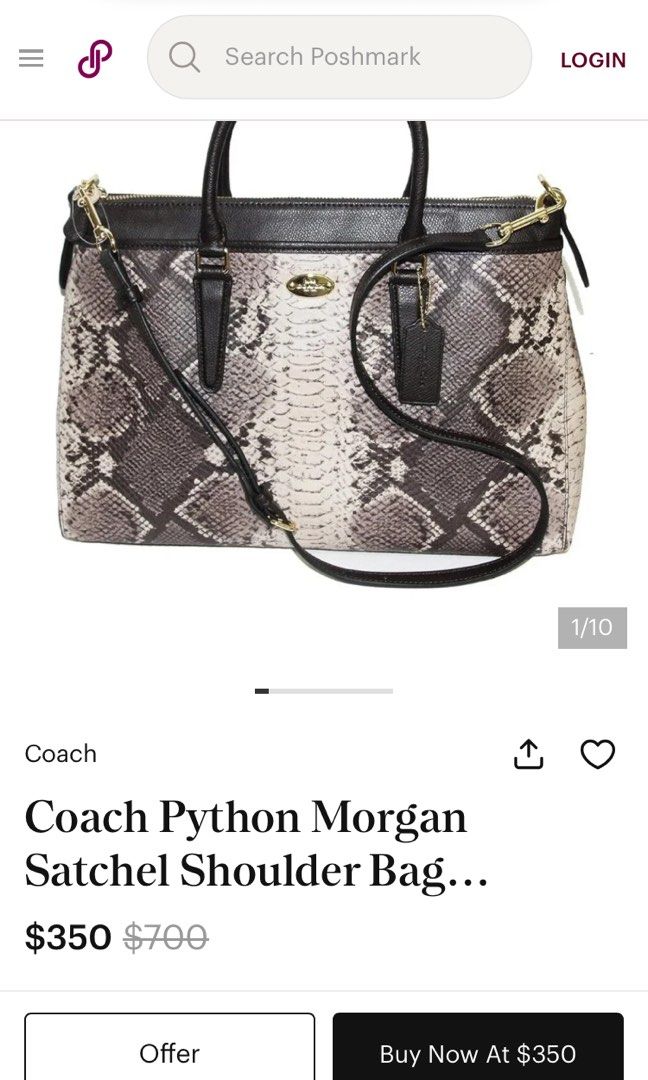 COACH PYTHON MORGAN SATCHEL BAG (Category: Cross-body Bags) located in General Mariano Alvarez. Submitted by adonid (Listing ID 1469411670, Image 2). Description: COACH PYTHON MORGAN SATCHEL BAG GOOD CONDITION NORMAL SIGN OF USAGE ONLY CROSSBODY/HAND/SHOULDER BAG.